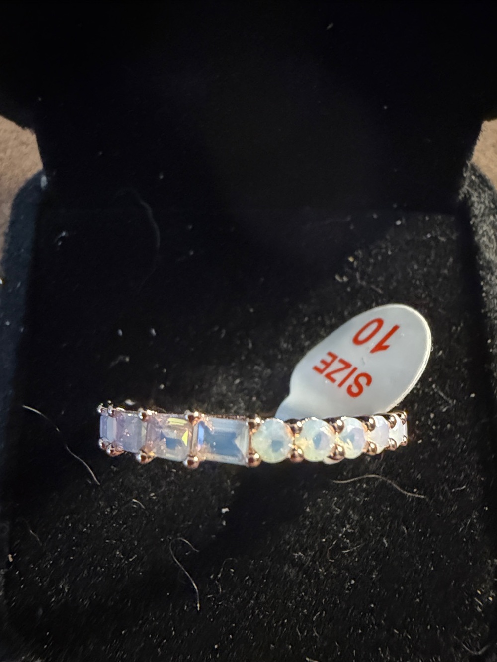 Rose Gold Opalescent Eternity Ring - Size 10